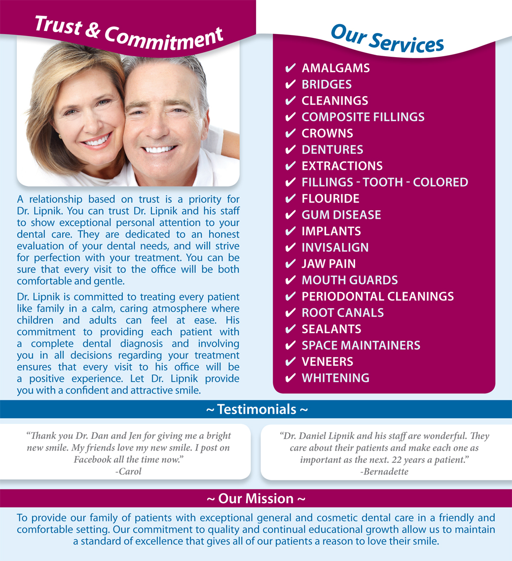 Dental bi-fold brochure inside